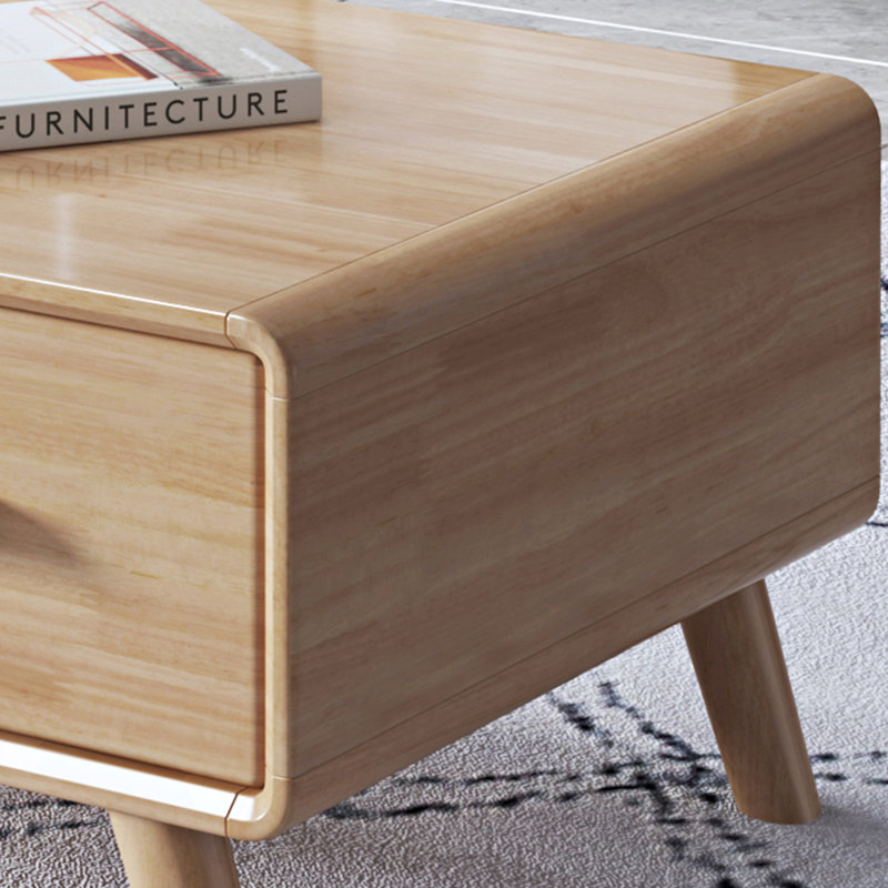 Durable Rubberwood TV And Coffee Table Set 2 - Piece Solid Wood Living Room Table Set