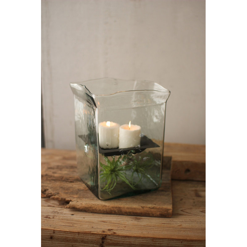  Bougie ouragan en verre transparent - forme carrée de 12 po de hauteur