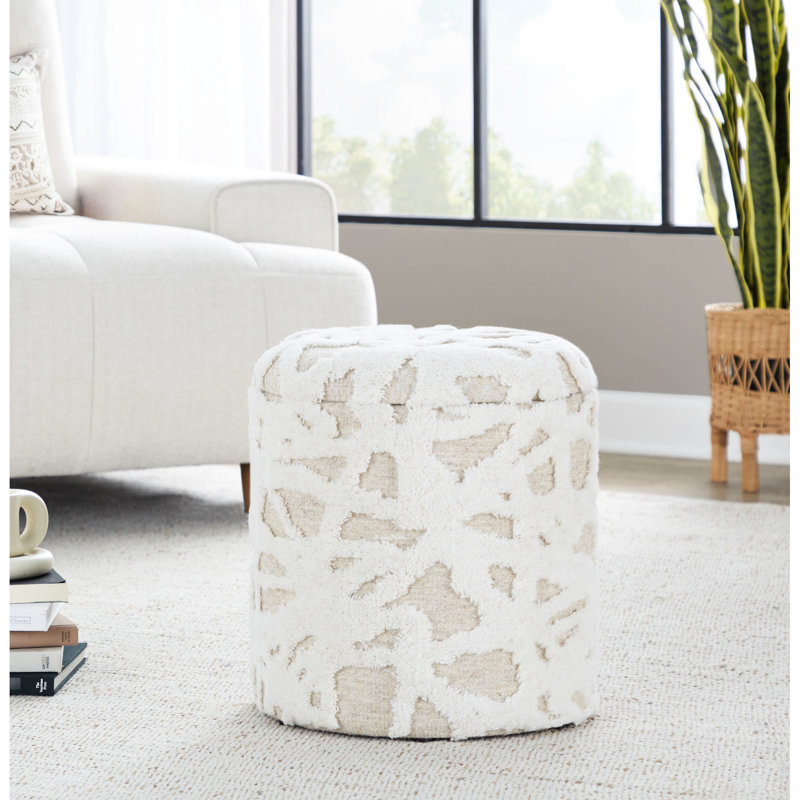 Rangement polyvalent en laine beige 18 po avec style texturé à poils longs, capacité de 250 lb, utilisation intérieure seulement 18 po pour le rangement, couvercle amovible, limite, sans assemblage