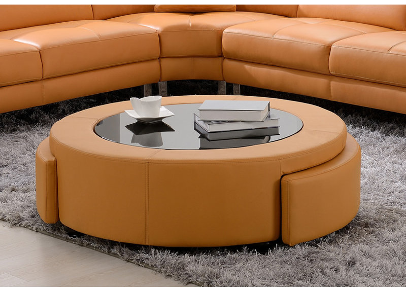 Table basse à 4 pieds avec rangement, Orange