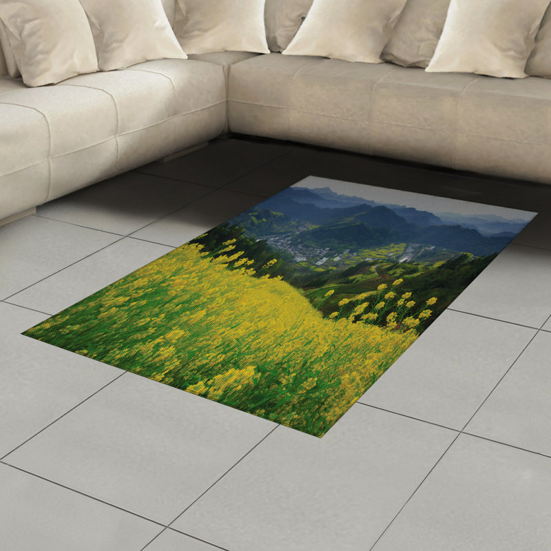 Flower Farm House High Density Long Fiber Poly Threads Decorative Area Rug Carpet, Rectangle 4' x 5'8"