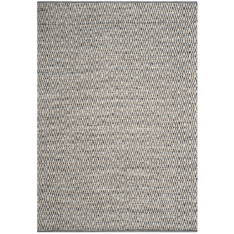 Tapis gris en coton tissé à plat à la main Ivy Hill, Rectangle 9 pi x 12 pi