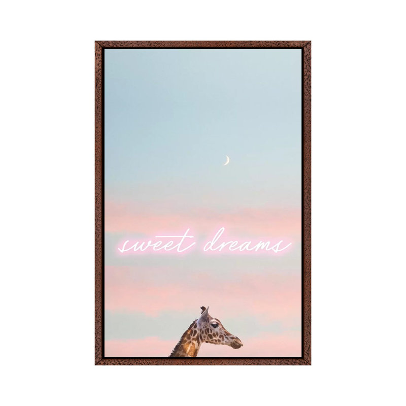 Giraffe Dreams by Ruby And B - Print on Canvas, Classic Brown Wood Framed, 66.04 cm H x 45.72 cm W