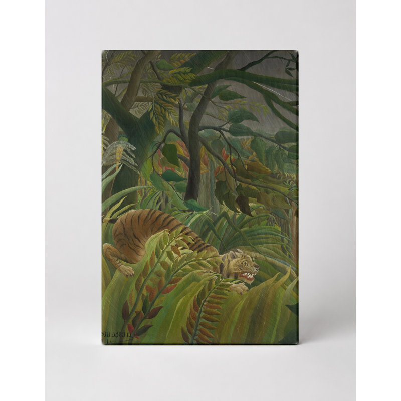 Tigre dans une tempête tropicale (Surpris!) (1891) - Portrait, art mural sur toile, 14" W x 11" H