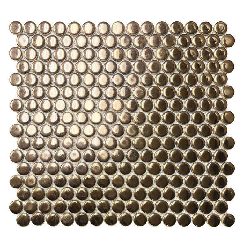 Hudson Penny Round 11-7/8 in. x 12-5/8 in. Porcelain Mosaic Tile