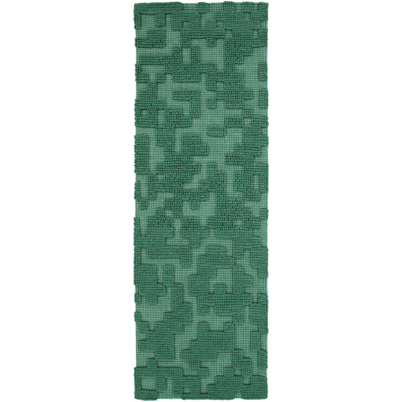 Tapis vert tissé à la main Edmonds, Tapis de couloir 2 pi 6 po x 8 pi