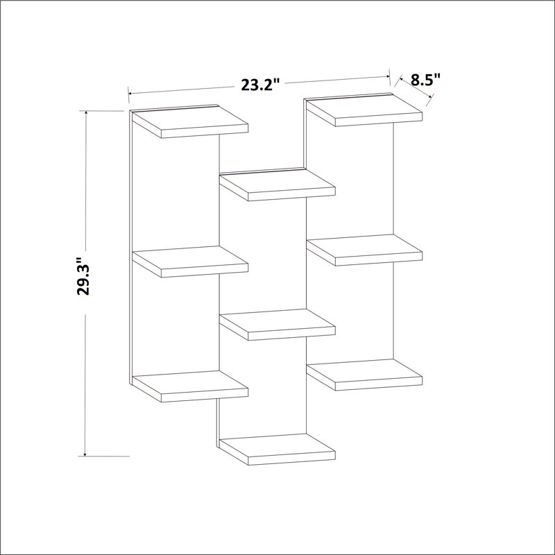 Étagère à niveaux 9 pièces Conaty, Chêne