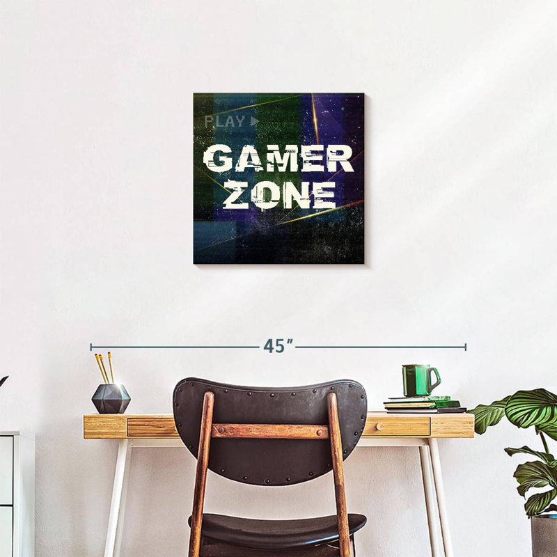 «Video Games Gamer Zone», impression sur toile, H 20 po x l 20 po x P 1,25 po