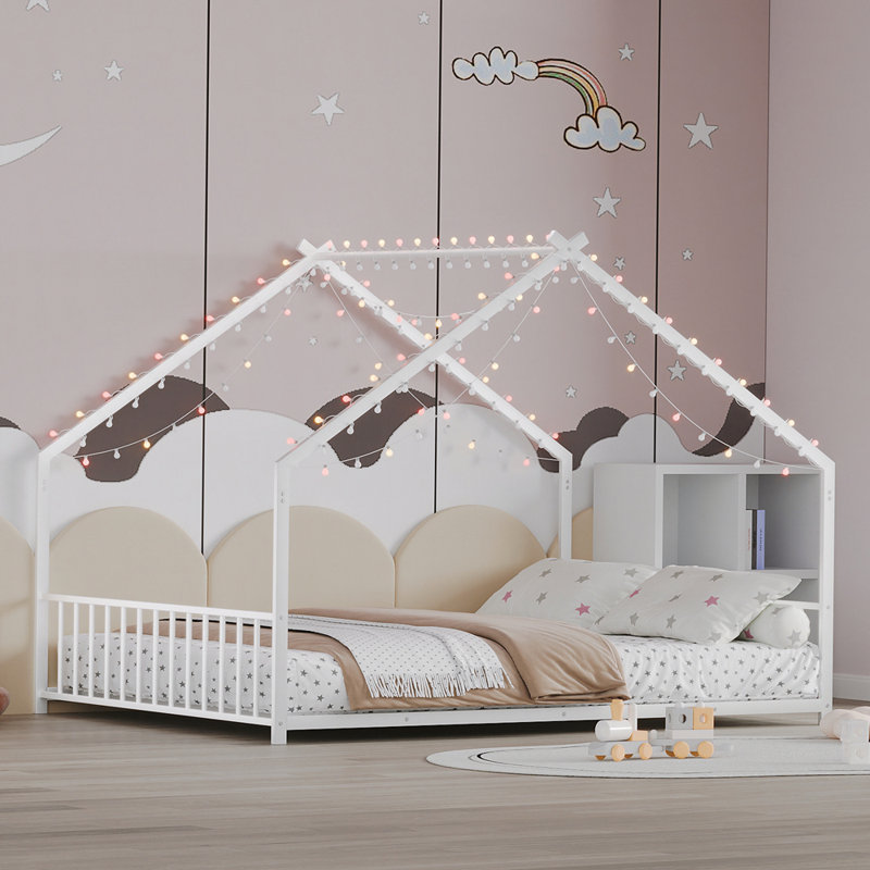 Structure de lit pour enfant avec bandes lumineuses à DEL, structure en fer robuste pour un sommeil sécuritaire et amusant