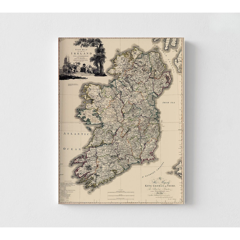 Kildare County Ireland - Beaufort 1882, carte du comté irlandais rétro, ancienne carte de Kildare, impression de carte de Kildare, affiche de voyage en Irlande