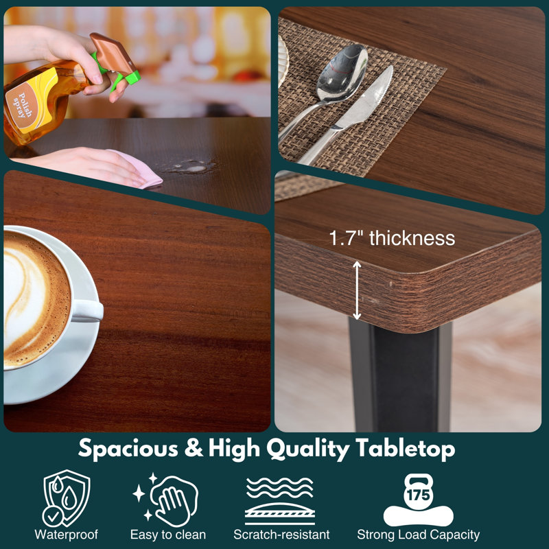 Farukh Rectangular Dining Table for 4-6 People, Kitchen Dining Table Large Dining Table Wooden Kitchen Dining Table, MDF, Brown