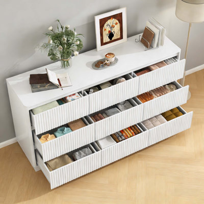 Ebern Designs 9 Drawer Dresser for Bedroom with large Drawers, Wood Dresser, Large Floor Chest of Drawers, Modern Long TV Stand, Mid Century Storage Cabinet Side Table | Wayfair Ebern Designs 9 Drawer Dresser for Bedroom with large Drawers, Wood Dresser, Large Floor Chest of Drawers, Modern Long TV Stand, Mid Century Storage Cabinet Side Table | Wayfair