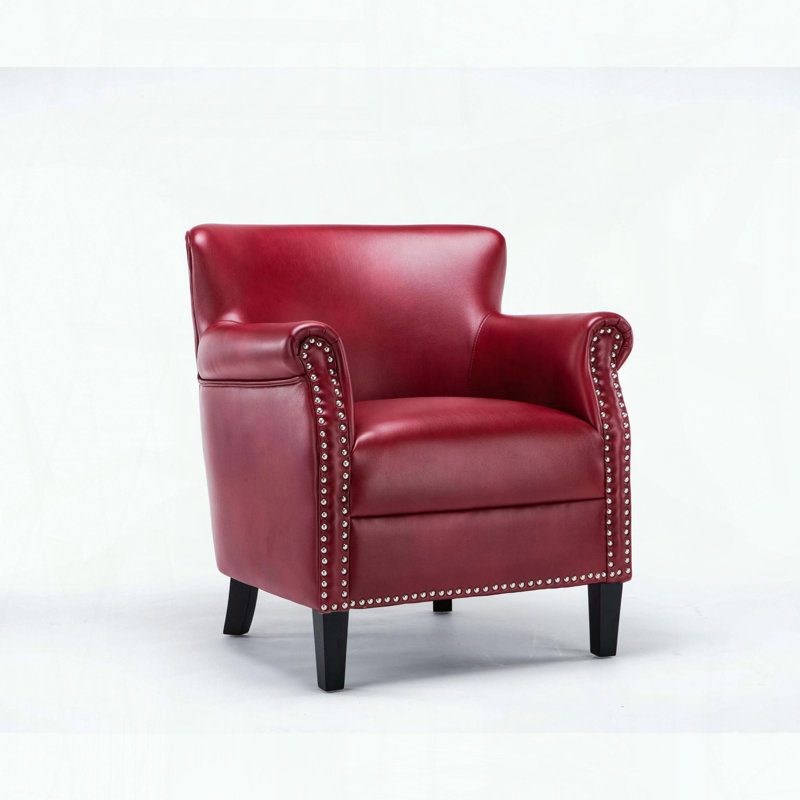 Fauteuil club Hadley - Similicuir - Rouge, Rouge