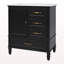 Meuble-lavabo de 30 po avec lavabo, armoire de salle de bain avec porte, trois tiroirs, pieds en bois massif et panneau de fibres à densité moyenne, patins réglables, noir-1318698077