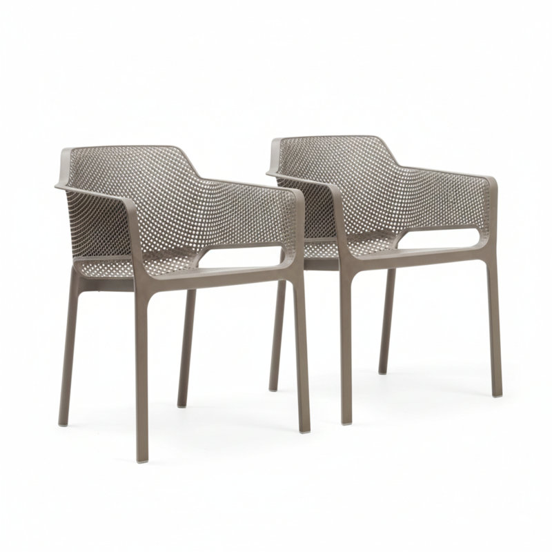 Chumasero Stacking Patio Dining Armchair with Cushion, Turtle Dove