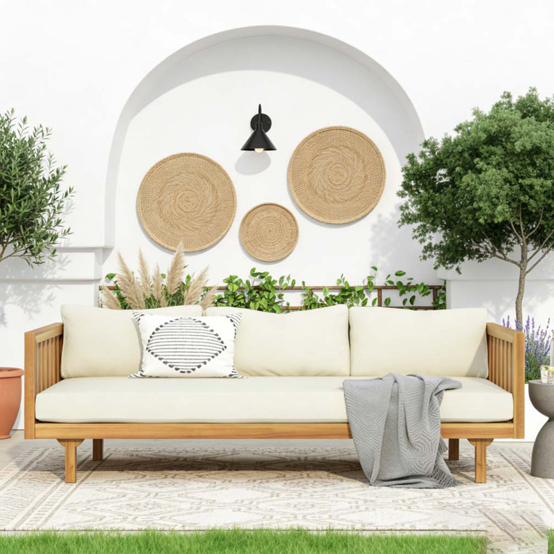 3 SEATER Patio Sofa, beige, Teak