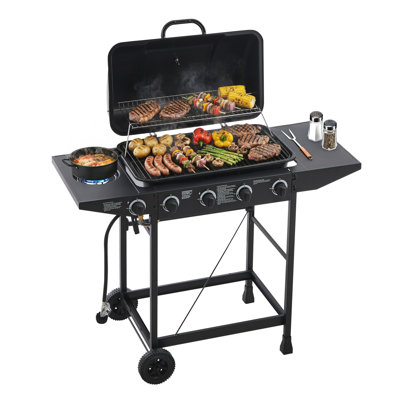 Outdoor Gas Grill With 4 Burners, Ignition, Cast Iron Cooking , 182 Sq In Warming Segment Piezoelectric 534 Total Grilling And Surface