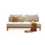 Canapé-lit modulaire en coton et lin blanc crème
