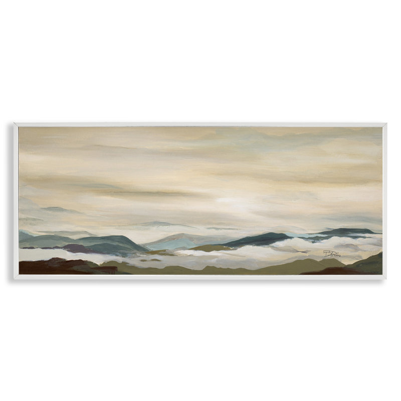 «Solenn Mountains Peeking», art de la giclée encadrée par Patricia Pinto, Giclée encadrée blanc bord de mer