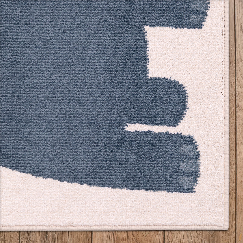 Ivory Rectangular Safari Kids Rug with Playful Animals