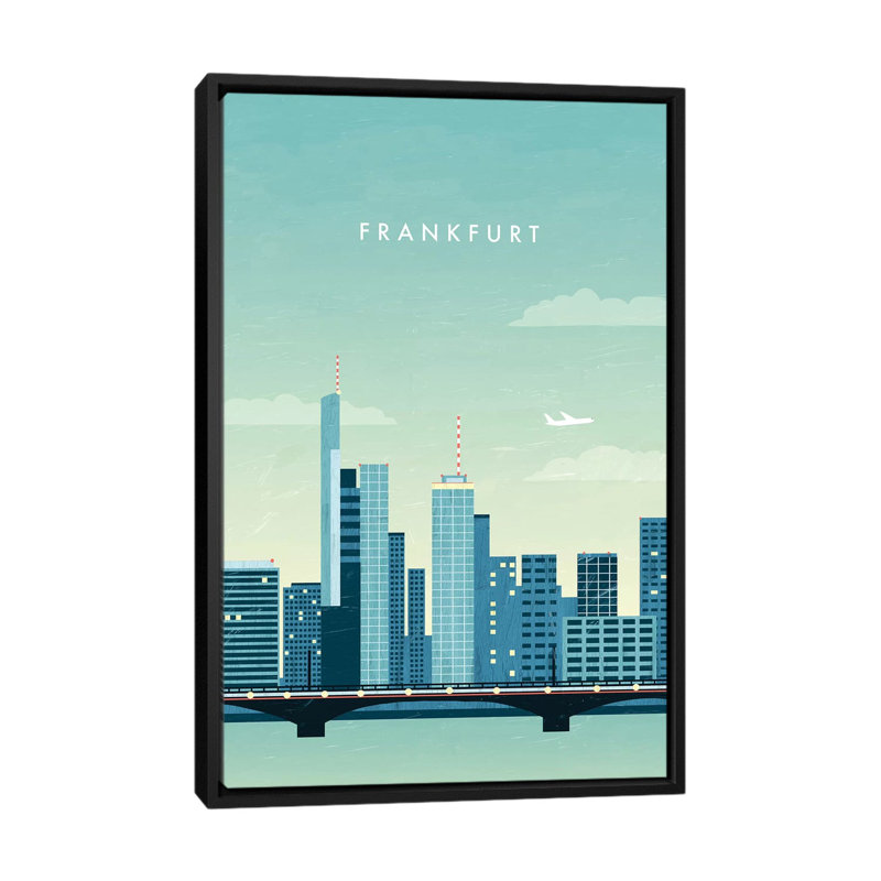 « francfort », impression sur toile, H 26 po x l 18 po x P 1,5 po, Toile encadrée noire, Pas de tapis