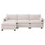 102" Oversized Modular 4-seat Sectional Sofa, Modern Corduroy L-shaped Convertible Couch With Movable Ottoman & Side Pockets, For Living Room & Office-1455824557