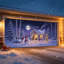 Murale de porte de garage de Noël avec scène de chalet enneigé