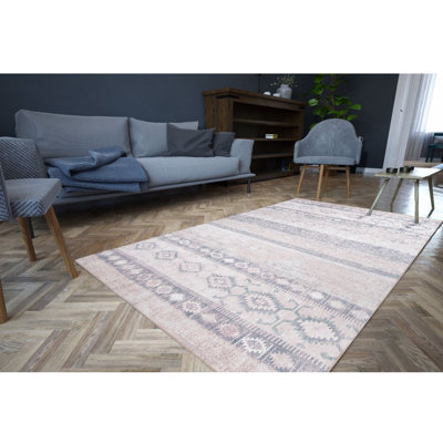 Luxurious Machine Washable Area Rug, 4.9 x 7.5 Feet, 100% Polyester, 1850 g/m², Pile Height: 0.2 inches | Eco-Friendly Recycled Poly Cotton Backing | Perfect for Living Room & Bedroom, Soft and Durable Design
