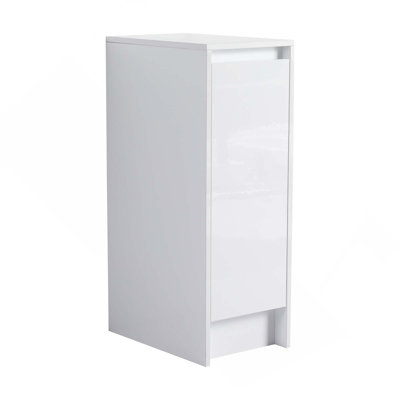 12-Inch Freestanding Glossy Bathroom Storage Cabinet With Soft Close Doors