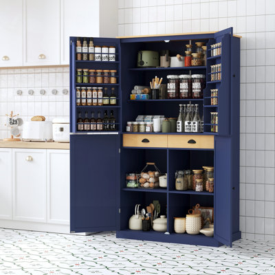 Large 40.2x20" Freestanding Kitchen Pantry with 8 Door Shelves