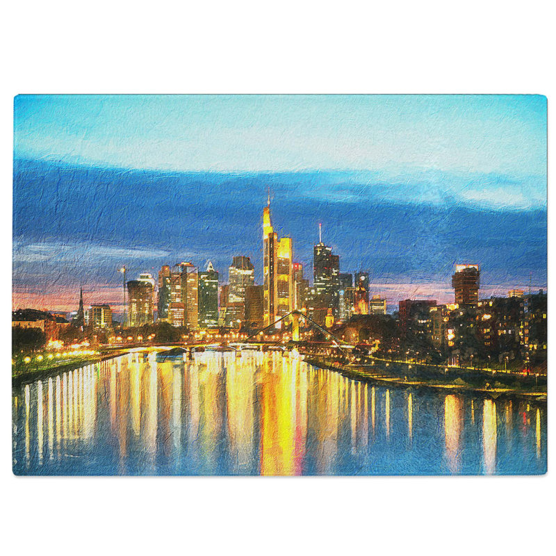 Tempered Glass Reflections of the Frankfurt Skyline Chopping Board, 28.5 cm W x 20 cm L