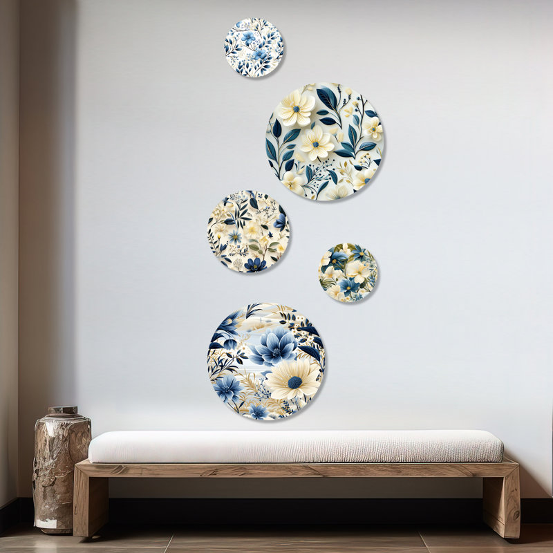 Crosstown - Ensemble d'art mural rond 5 plantes