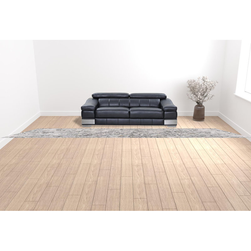 Tapis Branch Collection Oasis moderne abstrait gris / brun, Tapis de couloir 2 pi x 20 pi