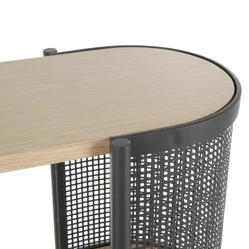 Oval Two-Toned 1 Shelf Console Table With Mesh Side Panels And Tabletop