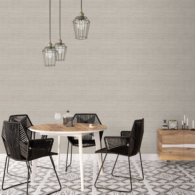 Just Kitchens Grasscloth Effect Design 33' L x 21" W Wallpaper Roll, Medium Gray