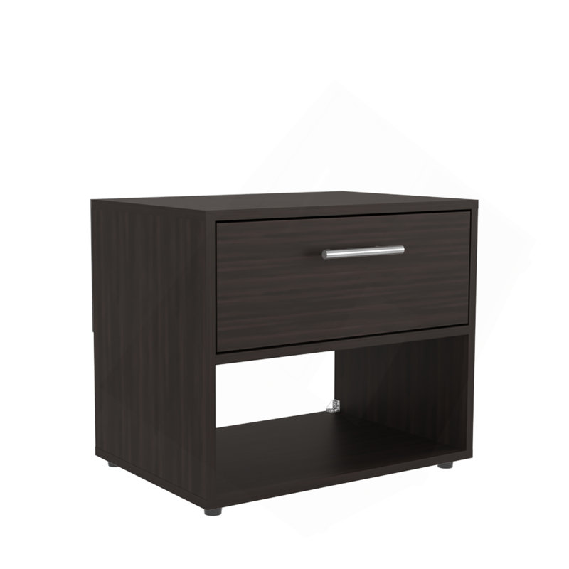 Nightstand, 1 Drawer, 1 Shelf, 4 Legs, Walnut