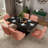Magallanes 6-Person Extendable Table Dining Set with Velvet Dining Chair-1814485631-1814485569