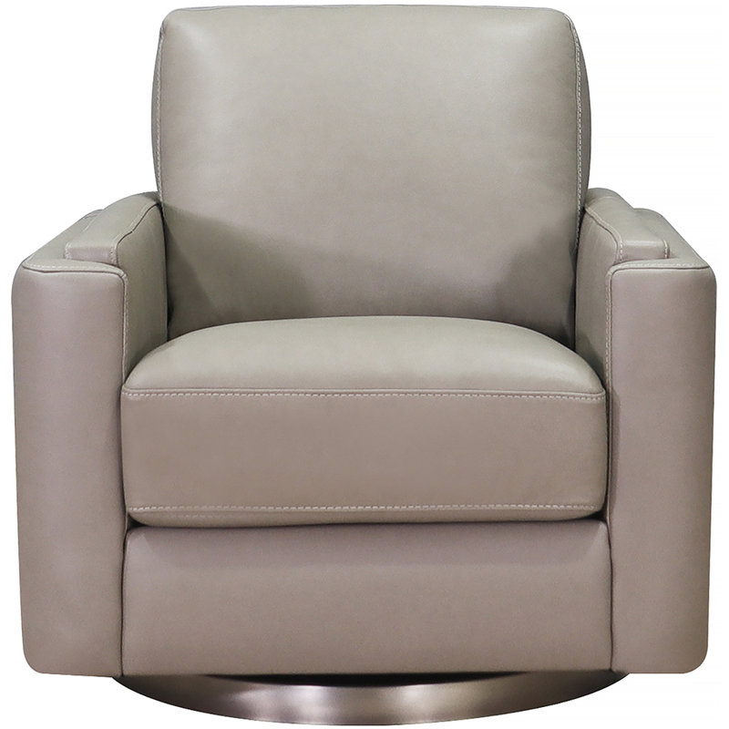 Fauteuil pivotant en cuir Fleishman, Cuir véritable gris orme Fleishman
