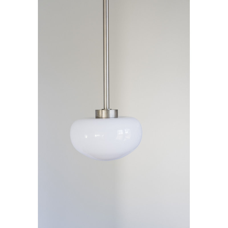 1 - Light LED Pendant, Opal, 24in Suspension Rod, Pewter