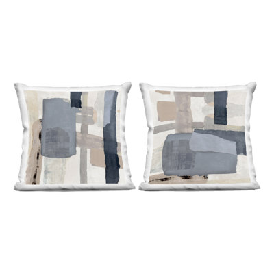 Ensemble de 2 coussins décoratifs Neutral Linear Abstracts