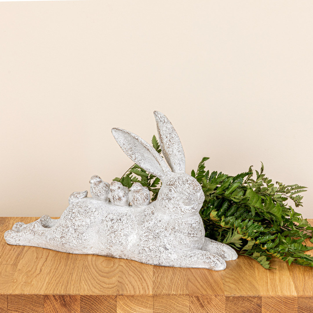 Anatoly Decorative Resting Rabbit With Birds Figurine August Grove® 