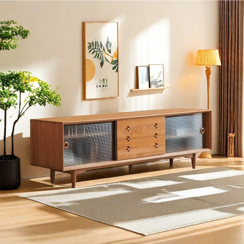 Meuble télé simple en cerisier, 82.67"