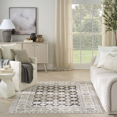 Leuchte 5'3" x 7' Ivory Brown Vintage Indoor Rug