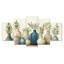Ensemble de salon art mural vert et orange Boho Pottery II - Boho Pottery