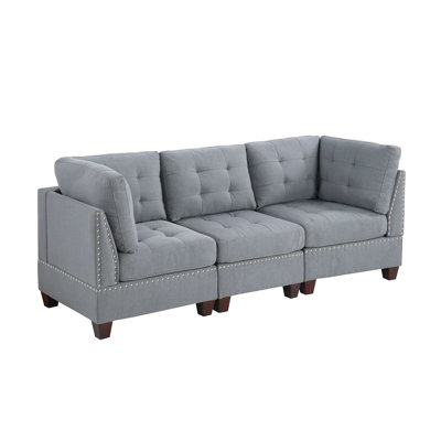 Modular 3Pc Grey: Linen-Like Fabric & Stable Wood Formation Chairs Grey - 3Pc: Fine Construction Seating