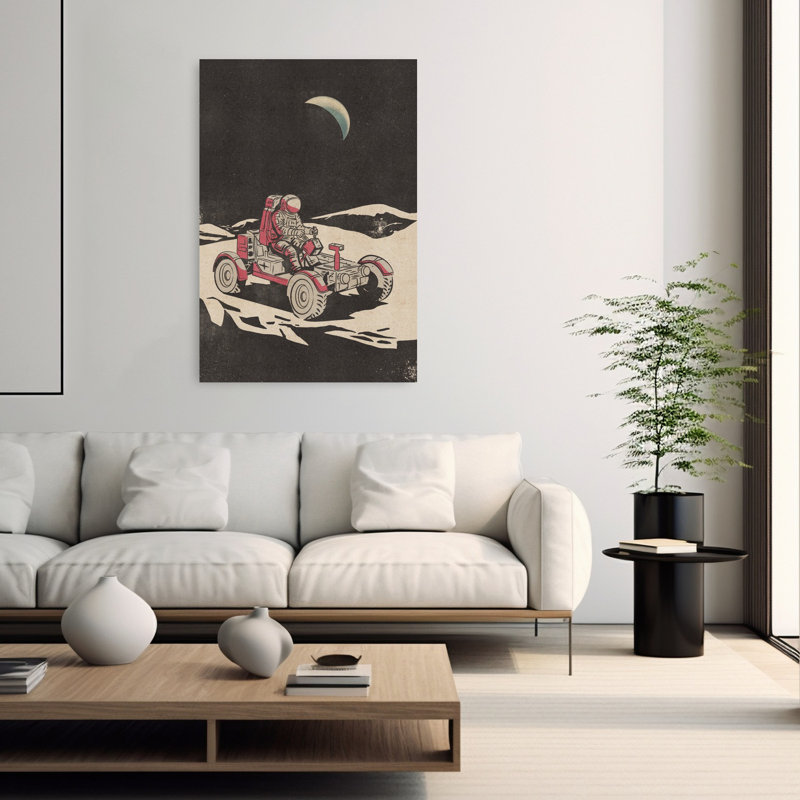 Art mural rétro, paysage lunaire rétro rétro, 60" H x 40" W