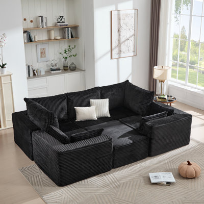 Ensemble de salon modulaire en L 6 pièces avec causeuse et causeuse en L 6 pièces