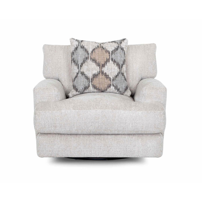Fauteuil pivotant Katharine, Polyester beige, Gris / brun / bleu