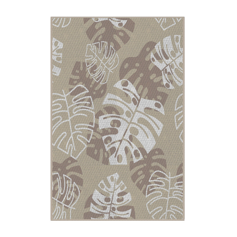 Tapis gris/zone blanche à motifs, Rectangle 4 pi x 6 pi