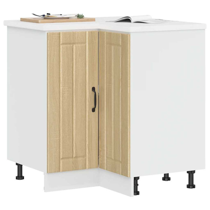 Kitchen Corner Base Cabinet Lucca High Gloss Engineered Wood, Sonoma Oak